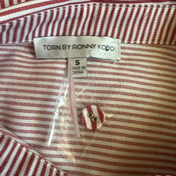 Torn By Ronny Kobo red Pinstripe Cropped Top NEW - Picture 8 of 8